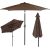 Springos 2.5m brown garden umbrella collage: open, tilted, and closed view
