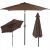 Springos 2.5m brown garden umbrella collage: open, tilted, and closed view