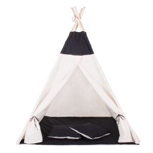 Springos Black and White Teepee Tent with Cushions - Teepee