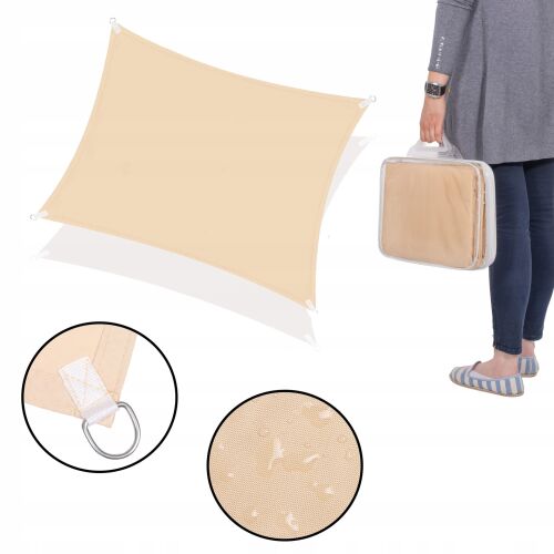 Springos szögletes Napvitorla 3x3m 160g/m2 #bézs