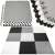 Springos 9-piece foam puzzle mat in black, grey and white, disassembled and assembled