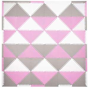 Springos Grau, Rosa und Weiß Schaumstoff Puzzlematte, montiert - Springos