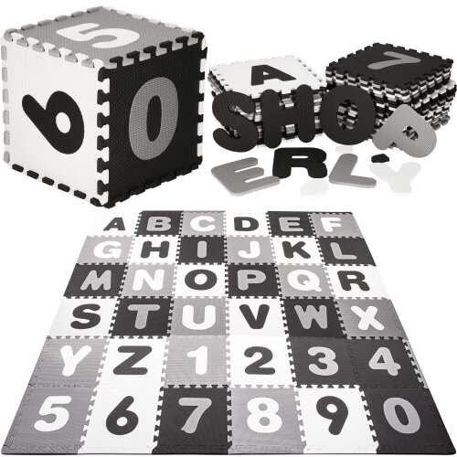 Springos Hubové puzzle 175x175cm - Písmená a čísla #čiernobiele