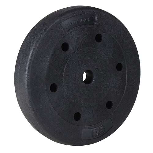Springos 15kg weight plate, black, for home gym or fitness studio