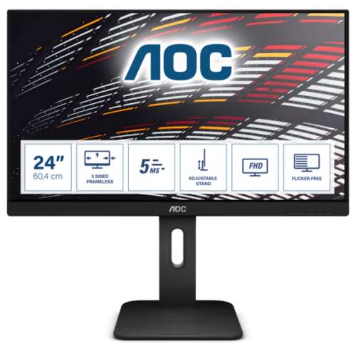 AOC IPS monitor 23.8" 24P1, 1920x1080, 16:9, 250cd/m2, 5ms, 60Hz, HDMI/DisplayPort/VGA/DVI/4xUSB, Pivot, hangszóró (24P1)