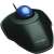 Kensington Orbit Wired Trackball Mouse with Scroll Ring, Black and Blue, angled view