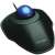 Kensington Orbit Wired Trackball Mouse with Scroll Ring, Black and Blue, angled view