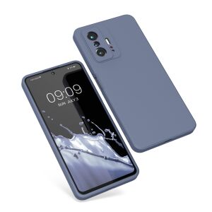 Kwmobile Xiaomi 11T/11T Pro niebieskie silikonowe etui, widok pod kątem - Artykuły techniczne i elektronika