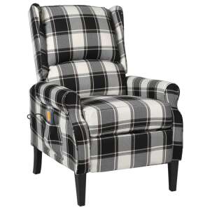 Multi-colored reclining fabric massage armchair with plaid pattern - Furniture