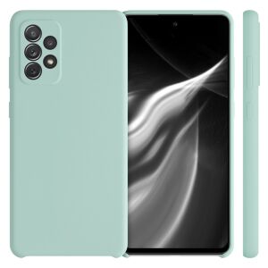 kwmobile Samsung Galaxy A72 mint green silicone case on phone, multiple angles - Phone Case