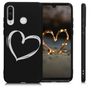 kwmobile Huawei P30 Lite black silicone case with heart design - Phone Case