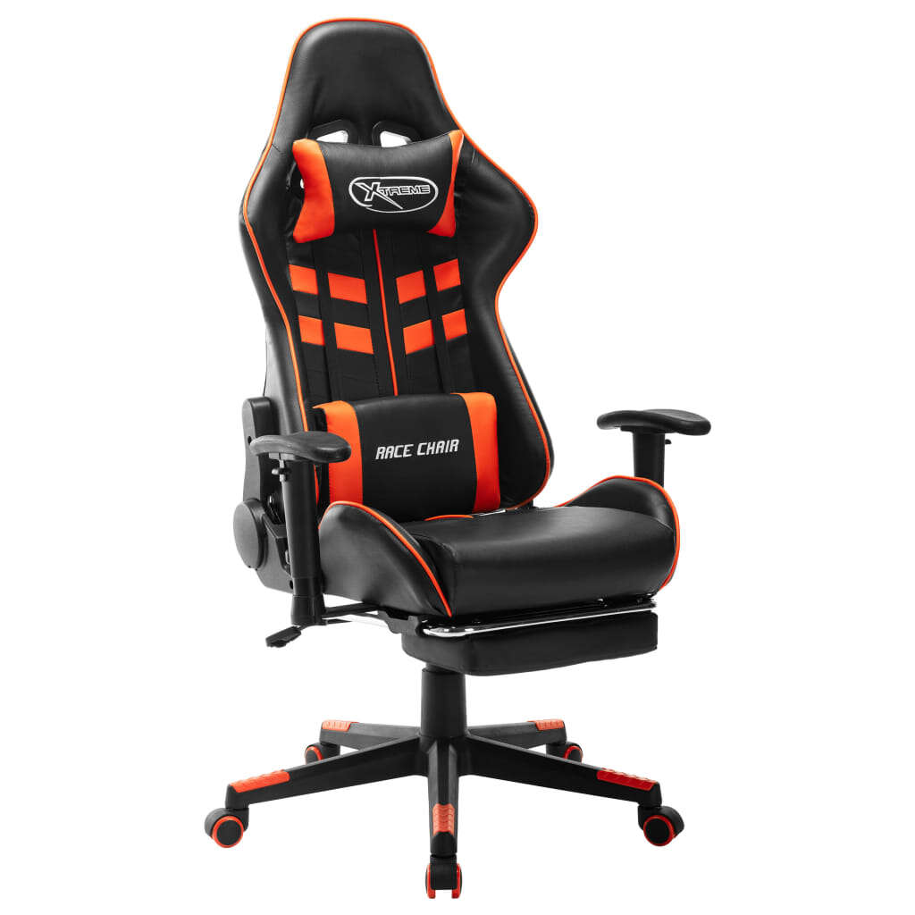 Vidaxl fekete és narancssárga műbőr gamer szék lábtámasszal