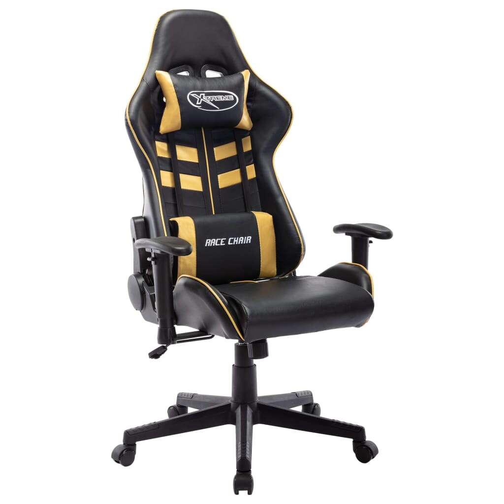 Vidaxl fekete és arany színű műbőr gamer szék