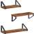 Set of 3 rustic brown floating shelves with black metal brackets, perfect for displaying decor, photos, or plants