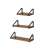 Set of 3 rustic brown floating shelves with black metal brackets, perfect for displaying decor, photos, or plants