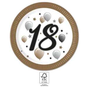 Хартиени чинии Happy Birthday 18 Milestone, 8 броя, 23 cm, FSC - Плоча за еднократна употреба