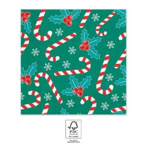 Karácsonyi Xmas Sugar Canes szalvéta 20 db-os 33x33 cm FSC 51508754 - Szalvéta