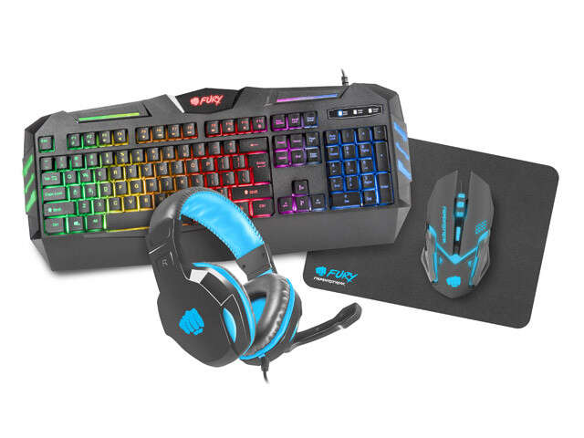 FURY GAMING SET 4IN1 THUNDERSTREAK bill.+egér+headset+ egérpad HUN BONTOTT