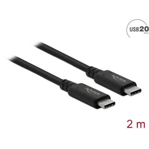 DeLOCK 86980 USB4 Gen 2x2 USB C cable, 2 meters, black