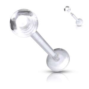 Átlátszó bioplaszt labret retainer, PTFE, ajak, fül és egyéb piercinghez - Labret piercing