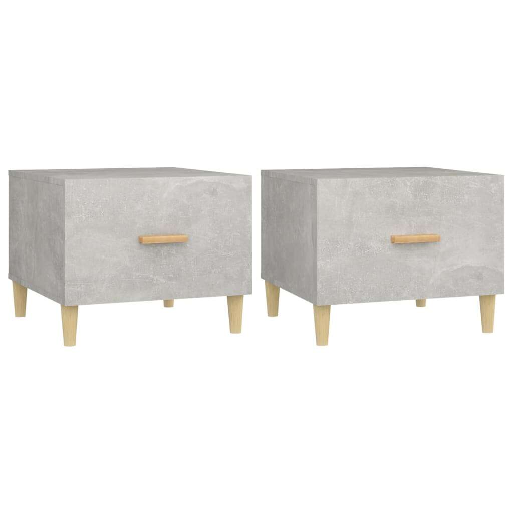 2 db betonszürke szerelt fa dohányzóasztal 50 x 50 x 40 cm