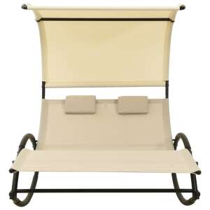 Krémszínű kétszemélyes napozóágy, hintázó, két párnával - Napozóágy & Nyugágy