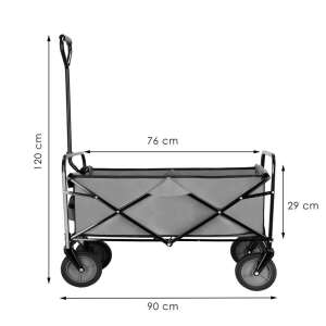 Kerti kézikocsi, üsszecsukható, 80 kg teherbírás, fekete-szürke