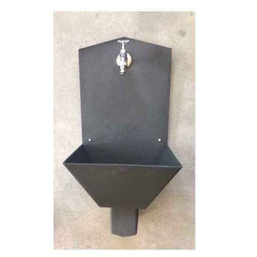 Los Angeles kerti falikút csappal, antracit szürke, alumínium öntvény, kültéri mosogató, kerti dísz