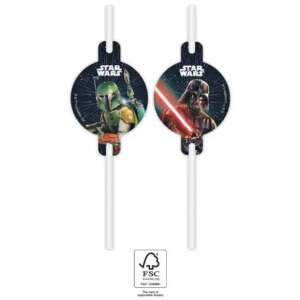 Star Wars Galaxy Papierstrohhalme, 4er Pack, mit Boba Fett und Darth Vader, FSC-zertifiziert - Strohhalme