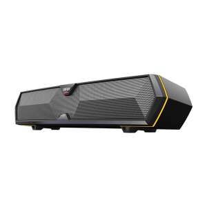 Edifier MG300 black wireless soundbar with yellow accents, angled view - Audio