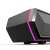 Edifier MG300 black wireless soundbar with pink LED lights, close-up view