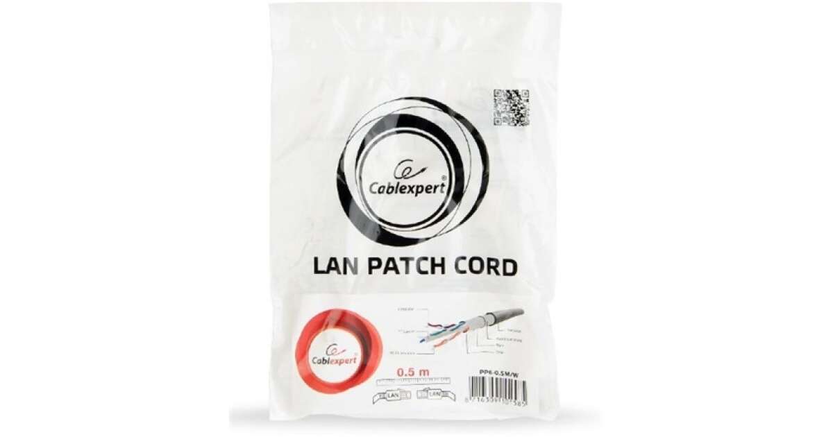 Sieťový kábel UTP kategórie 6 GEMBIRD PP6-3M/W 3 m Biela 51620742