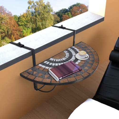 Terrakotta és fehér mozaik felakasztható erkély asztal 51649202