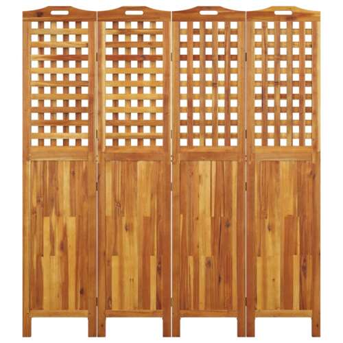 vidaXL 4 paneles akácfa térelválasztó, 162x2x180 cm, barna, elülső nézet - Térelválasztó fal