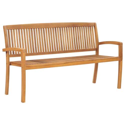 Tömör tíkfa kerti pad párnával, 159 cm, kültéri bútor - Kerti pad