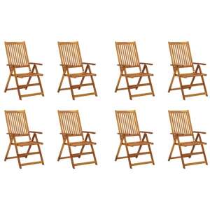 Akácfa 8 darabos kerti szék garnitúra, összecsukható fa kültéri ülőgarnitúra - Kerti fotel & Szék