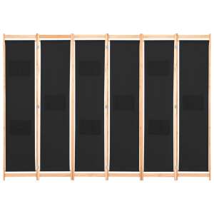 Fekete 6-paneles szövetparaván 240 x 170 x 4 cm 51758643 