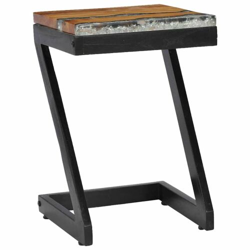 Tömör tíkfa és műkő dohányzóasztal 30 x 30 x 50 cm 178331889 - Bútor
