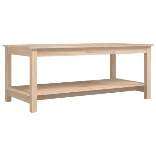 Tömör fenyőfa dohányzóasztal polccal, 110 x 55 x 45 cm - Dohányzóasztal