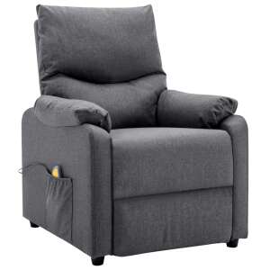Dark grey fabric electric massage recliner armchair, side view - Living Room Furniture