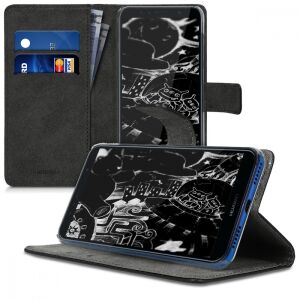 kwmobile Huawei Y6 (2018) Black Wallet Case with Card Slots and Stand - Phone Case