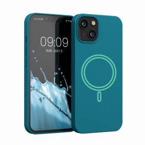 kwmobile iPhone 13 teal silicone case with MagSafe charging compatibility - Phone Case