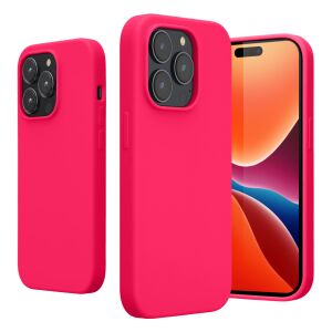 Kwmobile iPhone 14 Pro pink Silikonhülle, schräge Ansicht - Handyhüllen