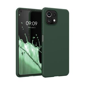 kwmobile green silicone case on Xiaomi Mi 11 Lite 5G phone, full view - Phone Case