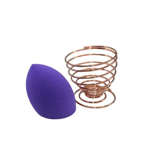 Burete de machiaj violet și suport auriu roz