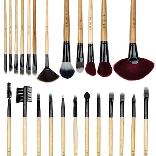Fraulein 24 piece makeup brush set with wooden handles