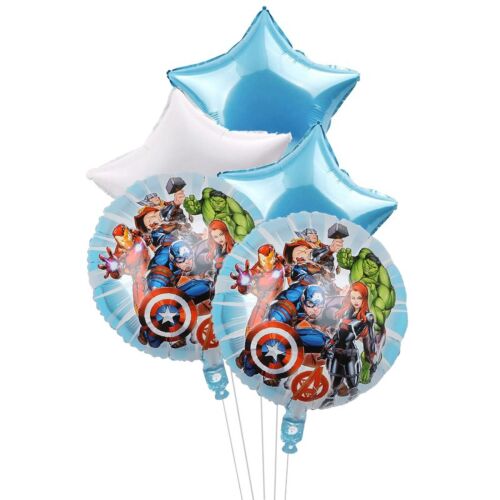 Avengers Foil Balloons Bouquet - 5 pcs, 45 cm - Superhero Party Decorations