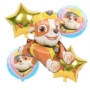 Rubble Happy Party balloon bouquet, 5 pieces, includes Rubble, stars and heart balloons, Paw Patrol - Balloon