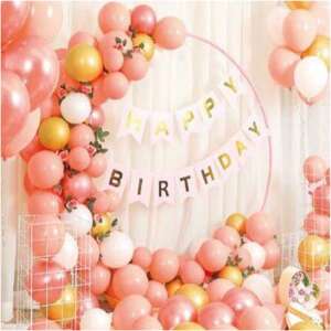 Pink, gold and white balloon arch kit for birthday party decorations - OEM Balloon