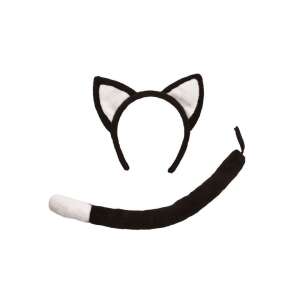 Black cat ears headband and tail, cat costume accessory set, black cat ears and tail for kids - Costume for Kid